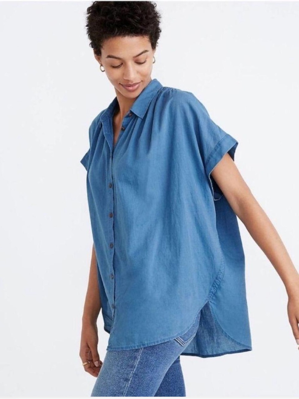 Madewell Blue Bright Indigo Central Button-Up Shirt